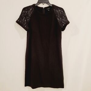 Ann Taylor Black Lace Sleeve Shift Dress size 8